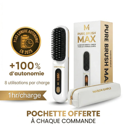Pure Brush MAX — Brosse sans fil Maison Simple + Pochette de voyage offerte