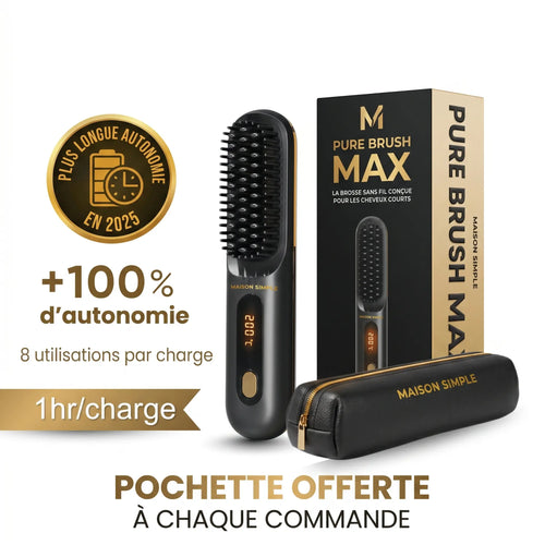 Pure Brush MAX — Brosse sans fil Maison Simple + Pochette de voyage offerte
