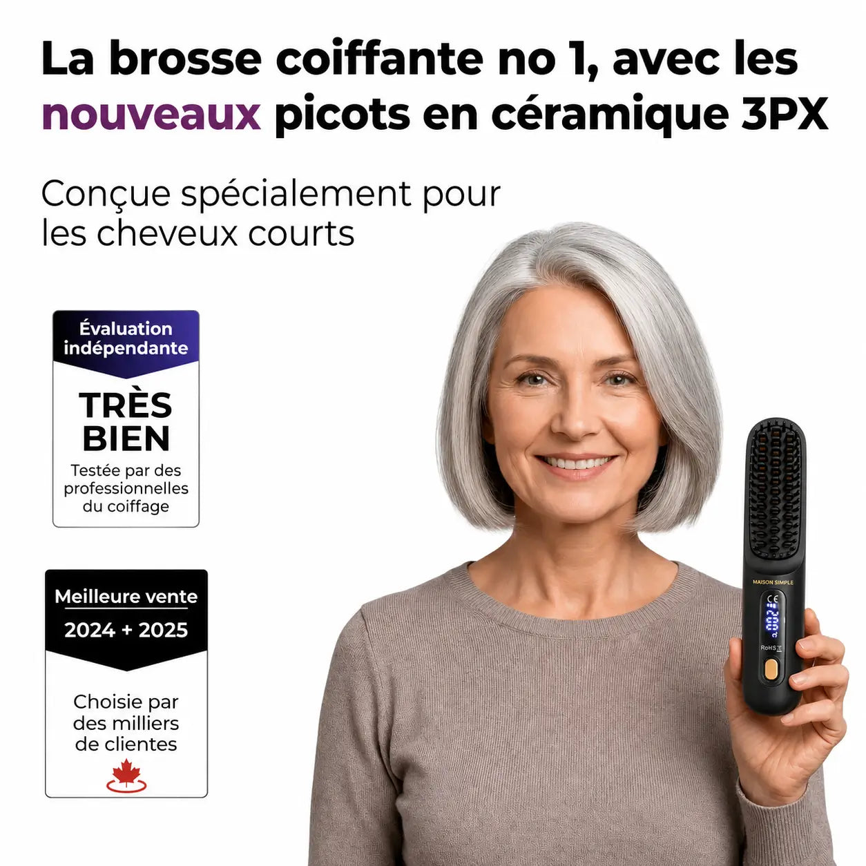 La PREMIÈRE brosse coiffante intelligente pour cheveux courts
