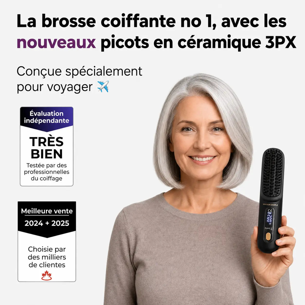 La PREMIÈRE brosse coiffante intelligente pour des cheveux lisses et coiffés en moins de 2 minutes