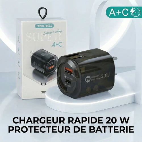 Chargeur Rapide 20W - Protection Batterie Intégrée