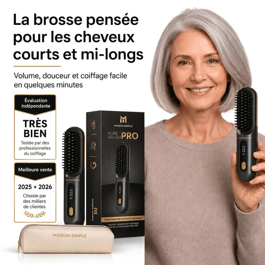 PureBrush PRO | Brosse coiffante pour cheveux courts et mi-longs