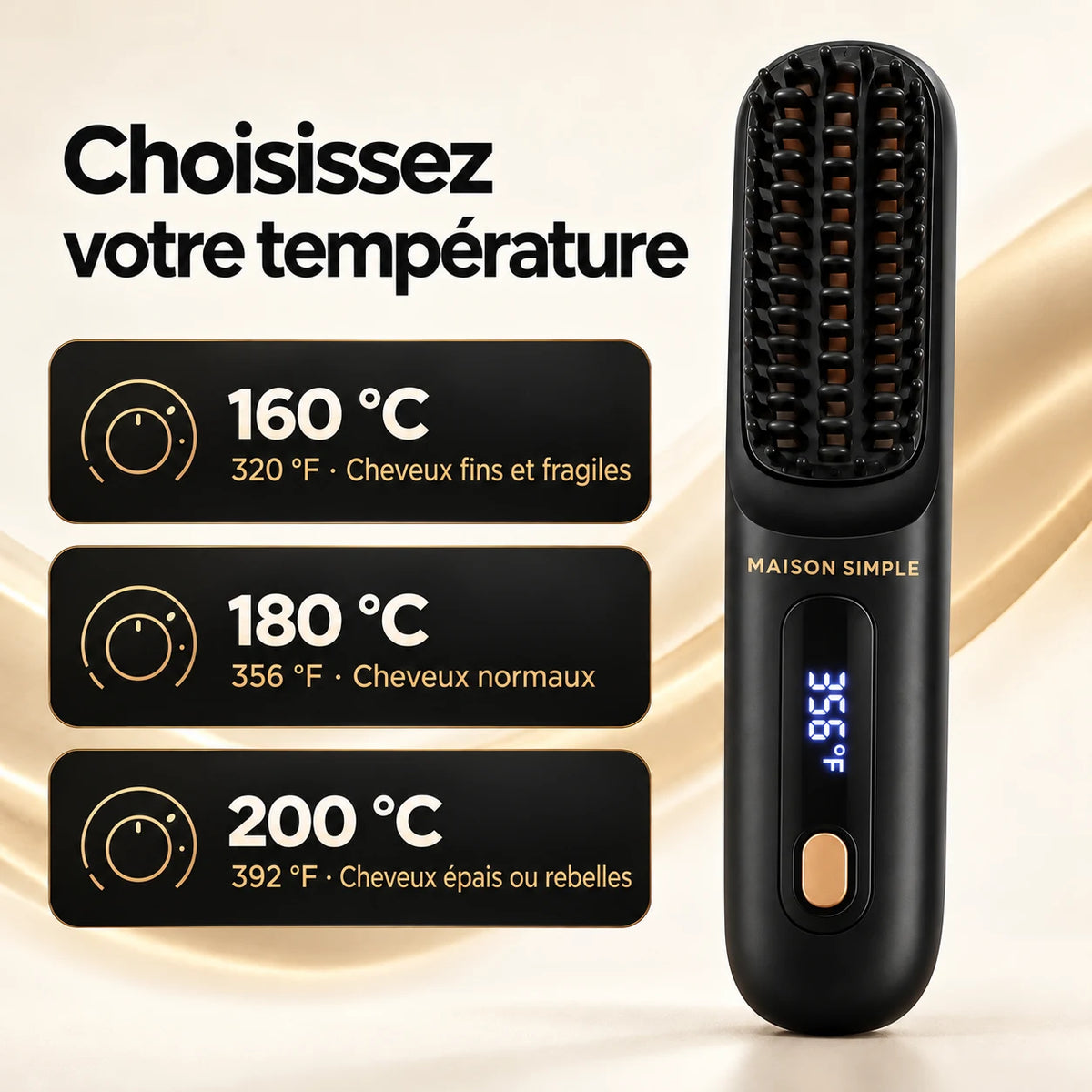 Trois températures : 160, 180 et 200 °C