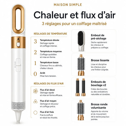 PureAir PRO 5-en-1 | Sèche, lisse, boucle et donne du volume