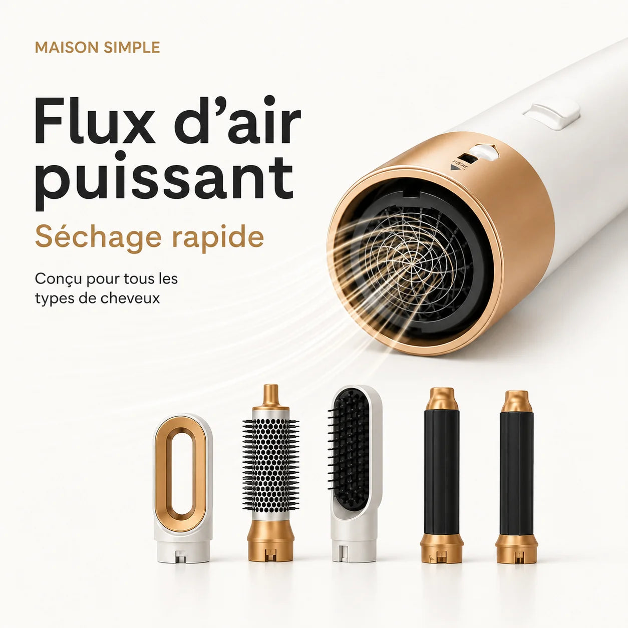 PureAir PRO 5-en-1 | Sèche, lisse, boucle et donne du volume